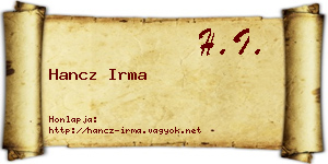 Hancz Irma névjegykártya